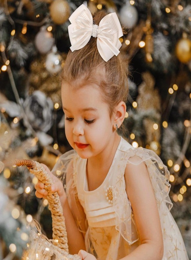 ZOLYCO 4.5-Inch Hair Bows Alligator Clips Delicate Pearl Hair Accessories for Girls, Toddler, Kids and Women Daily Dress Up Birthday Wedding Christmas Occasions- Set of 2 - Image 2
